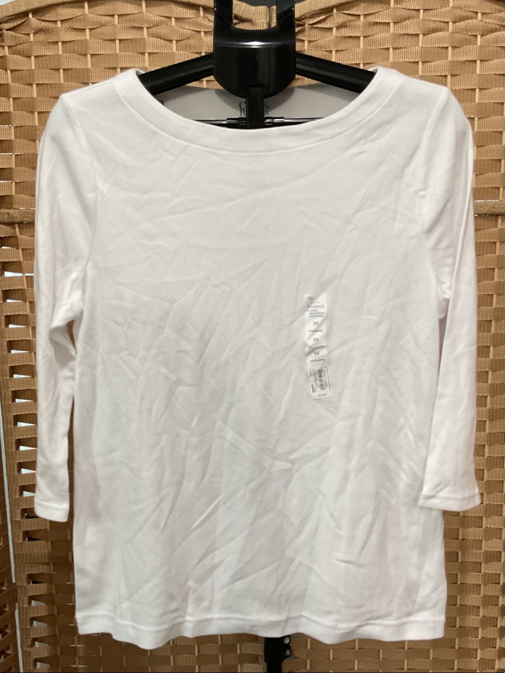croft & barrow White Long Sleeve Boatneck Tee